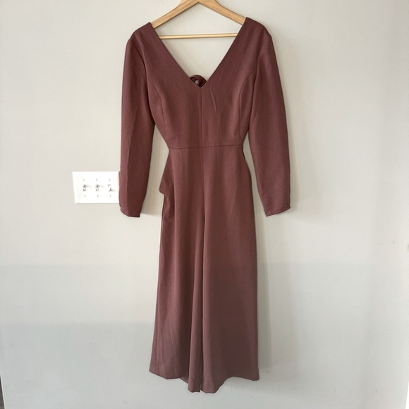 Wilfred ÉCOULEMENT Tie-Back Open Back Jumpsuit with Sleeves - Rust - Picture 1 of 15
